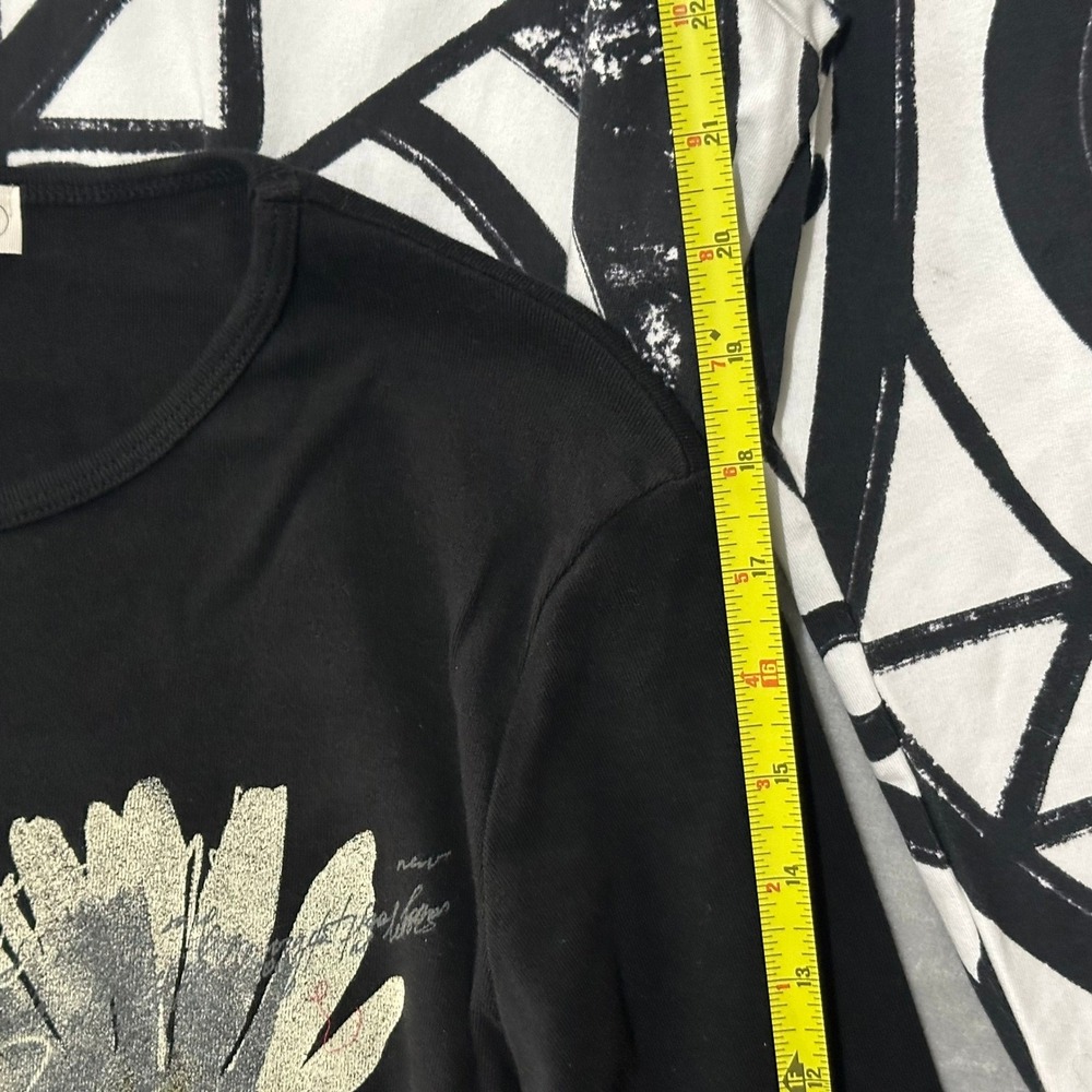 Lot of 2 - Jess & Jane Abstract Geometric 3/4 Sleeve Tops Black White Abstract S - Picture 13 of 15